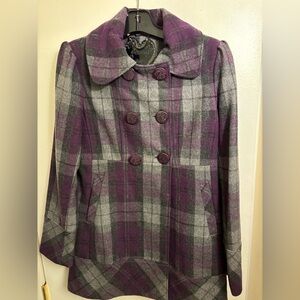 Women’s Guess wool blend plaid pea coat Medium